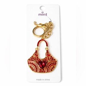 Mint Gold and Red Handbag Keychain